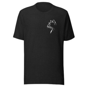 Minimal Wolf Line Art – Black T-Shirt